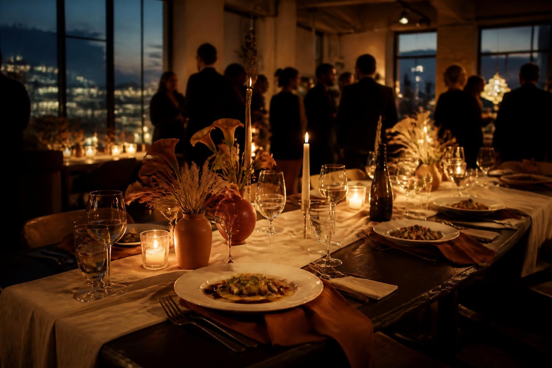 Festlich gedeckte Tafel bei einem Abendanlass